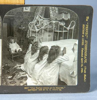 PRAYER TIME ANTIQUE STEREOVIEW... "OUR FATHER"