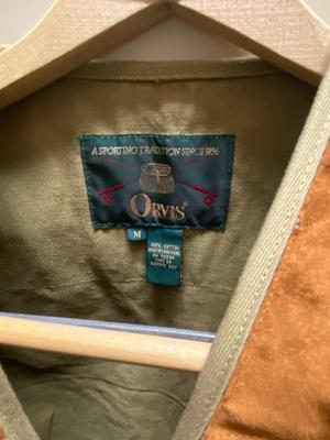 SIZE 10 CABELA’S BOOTS, WINDPROOF SWEATER, ORVIS HUNTING VEST, DUCK CALL & GLOVES