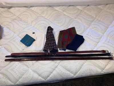 MEN’S LEATHER BELTS, TIE, SOCKS, AND HANDKERCHIEFS