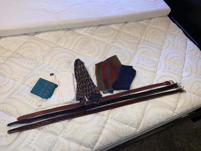 MEN’S LEATHER BELTS, TIE, SOCKS, AND HANDKERCHIEFS