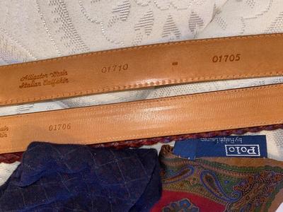 MEN’S LEATHER BELTS, TIE, SOCKS, AND HANDKERCHIEFS