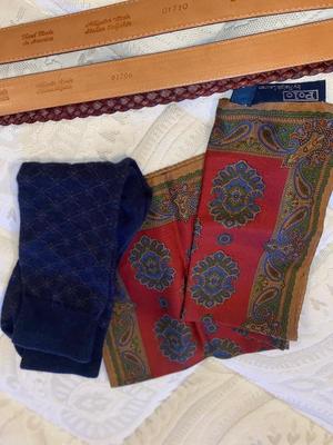 MEN’S LEATHER BELTS, TIE, SOCKS, AND HANDKERCHIEFS