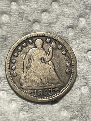 1853 W/ARROWS VERY GOOD CONDITION LIBERTY SEATED HALF DIME AS PICTURED. FREE DOMESTIC SHIPPING.