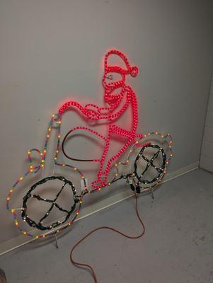 Festive Lights Santa Bicycle Lawn Decor