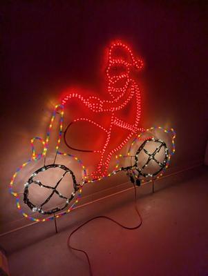 Festive Lights Santa Bicycle Lawn Decor
