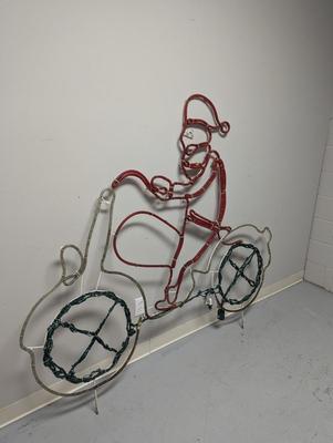 Festive Lights Santa Bicycle Lawn Decor