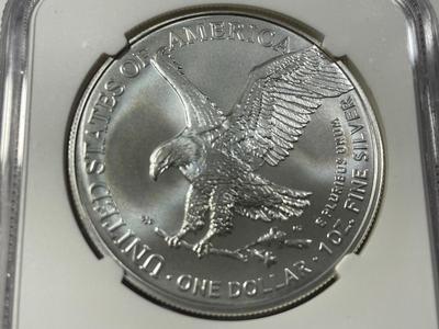 NGC CERTIFIED EARLY RELEASES 2021-S TYPE-2 MS69 SILVER EAGLE DOLLAR EMERGENCY PRODUCTION 1-OUNCE .999 AS PICTURED.