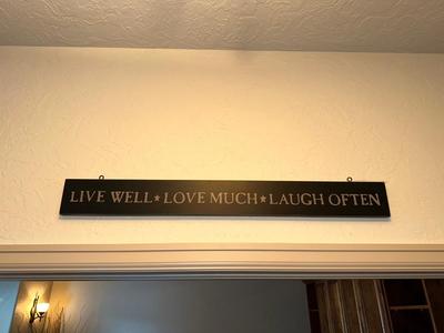 IRON WALL HUNG COAT RACK AND MIRROR PLUS A SIGN