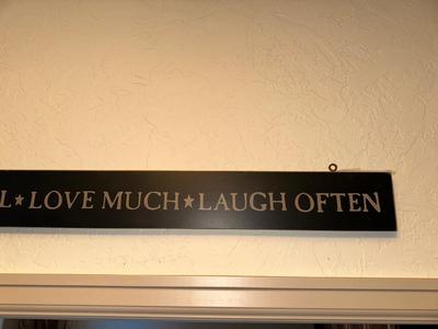 IRON WALL HUNG COAT RACK AND MIRROR PLUS A SIGN