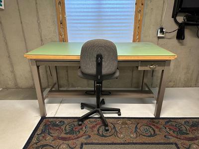 DRAFTING TABLE AND CHAIR WITH LOCKING DRAWERS & EXTRAS