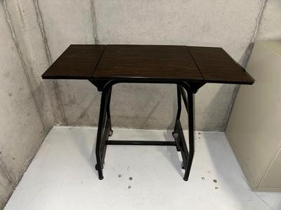 DROP LEAF TYPEWRITER TABLE WITH CALCULATOR AND PAPER CUTTER