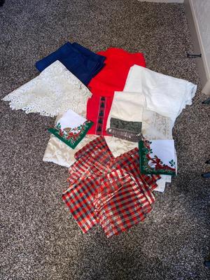 TABLECLOTHS , FESTIVE NAPKINS, AND OTHER PRETTY TABLE ACCENTING PEICES