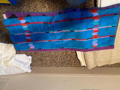 RUG, BEACH TOWELS AND WASHCLOTHS AND 2 FLAT SHEETS