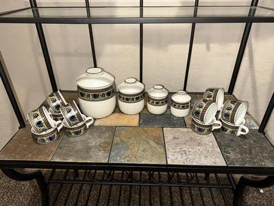 MIKASA CANISTER SET AND COFFEE MUGS