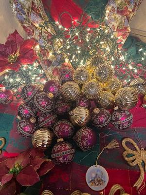 TRIM YOUR TREE THIS YEAR WITH PRETTY POINSETTIAS, MATCHING ORNAMENTS, RIBBON AND MORE!