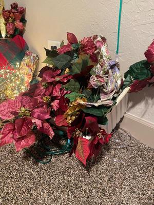 TRIM YOUR TREE THIS YEAR WITH PRETTY POINSETTIAS, MATCHING ORNAMENTS, RIBBON AND MORE!