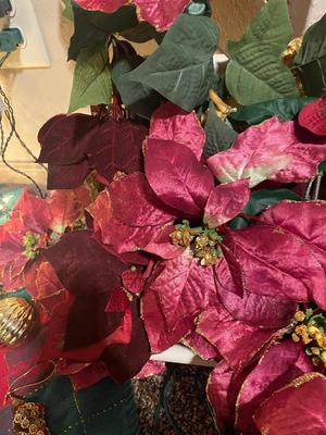 TRIM YOUR TREE THIS YEAR WITH PRETTY POINSETTIAS, MATCHING ORNAMENTS, RIBBON AND MORE!