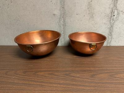 12" & 10" THICK, HEAVY COPPER BOWLS