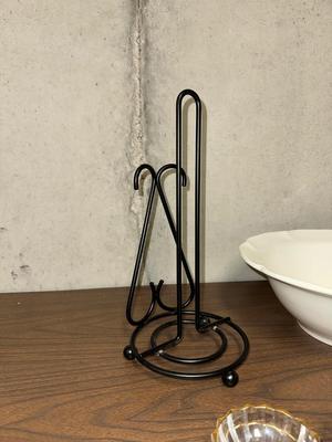 MIKASA SERVING BOWL, IRON PAPER TOWEL HOLDER & NAPKIN HOLDER, 4 GLASS DISHES WITH GOLD RIM