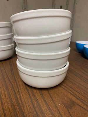 WILLIAMS- SONOMA BOWLS (TWO SIZES), DIP TRAY AND SHAKERS