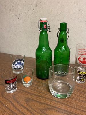 SHOT GLASSES, HARLEY DAVIDSON COLLECTABLE GLASS, JACK DANIEL’S GLASSES AND MORE