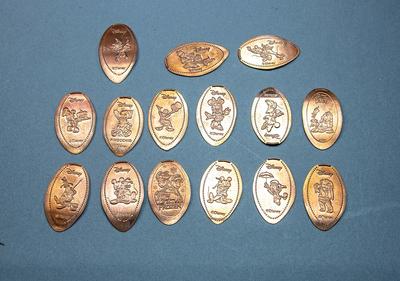VINTAGE ROLLED PENNIES - LOT OF 28, including Disney