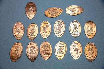 VINTAGE ROLLED PENNIES - LOT OF 28, including Disney