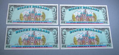 DISNEY DOLLARS - Set of Five - FOUR CONSECUTIVE
