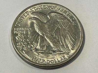 1947-P AU58+ CONDITION WALKING LIBERTY SILVER HALF DOLLAR AS PICTURED. FREE DOMESTIC SHIPPING.