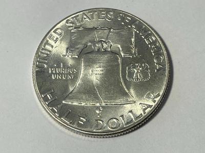 1949-P UNCIRCULATED FULL BELL LINES CONDITION FRANKLIN SILVER HALF DOLLAR AS PICTURED. FREE DOMESTIC SHIPPING.