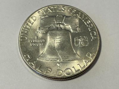 1949-P UNCIRCULATED FULL BELL LINES CONDITION FRANKLIN SILVER HALF DOLLAR AS PICTURED. FREE DOMESTIC SHIPPING.