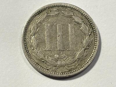 1868 CIRCULATED CONDITION THREE CENT NICKEL TYPE COIN AS PICTURED. FREE DOMESTIC SHIPPING.