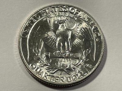 1954-S VERY CHOICE BU WASHINGTON SILVER QUARTER AS PICTURED. FREE DOMESTIC SHIPPING.