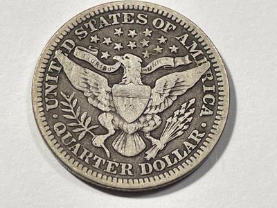 1912-P VG/FINE CONDITION BARBER SILVER QUARTER AS PICTURED. FREE DOMESTIC SHIPPING.