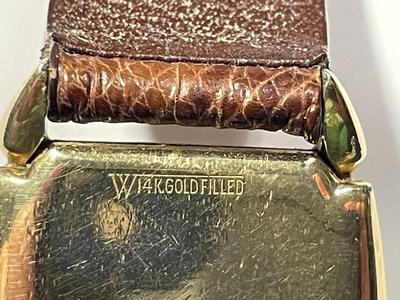 Vintage Lord Elgin Preowned 14k Gold Filled Wristwatch (Overwound Needs Repair & Needs a New Band) Cosmetically VG Condition.