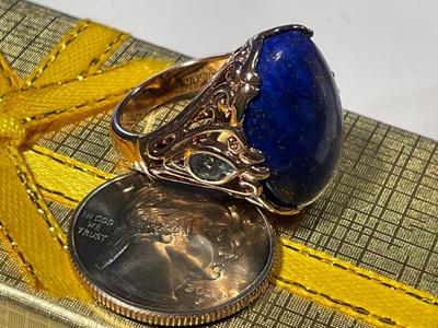 New Never Worn J & T Designer Lapis Lazuli Gold-tone Fashion Ring Size-8 Made in Thailand as Pictured. FREE DOMESTIC SHIPPING.