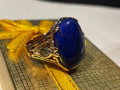 New Never Worn J & T Designer Lapis Lazuli Gold-tone Fashion Ring Size-8 Made in Thailand as Pictured. FREE DOMESTIC SHIPPING.
