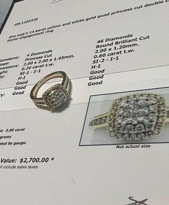 14 k Gold diamond ring 6.75