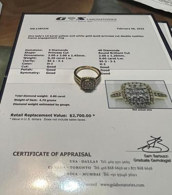 14 k Gold diamond ring 6.75