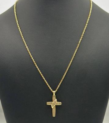 14 k gold diamond Chain cross 22 in 18.2 g