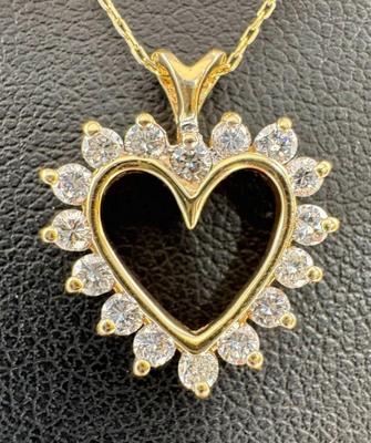 14 k gold diamond heart necklace