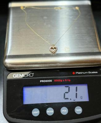 14 k gold diamond heart necklace