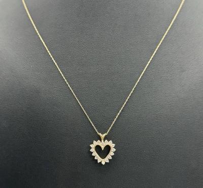 14 k gold diamond heart necklace