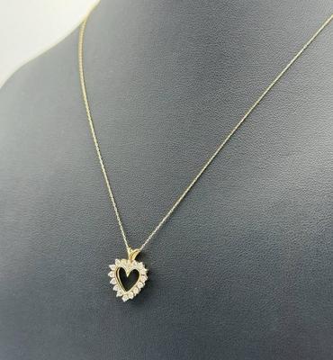 14 k gold diamond heart necklace