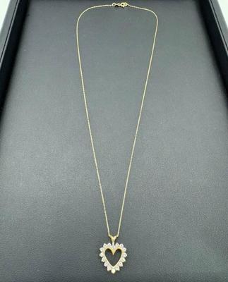 14 k gold diamond heart necklace