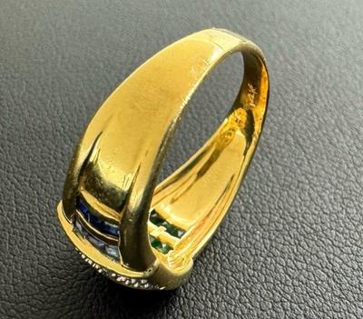 14 k gold diamond ,ruby,sapphire ring size 7