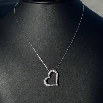 14 k gold diamond heart pendant and chain 22 in