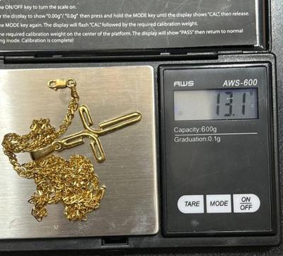 14 k gold chain cross pendant 24 in
