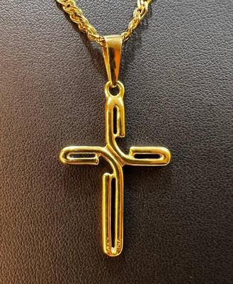 14 k gold chain cross pendant 24 in