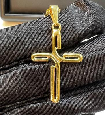 14 k gold chain cross pendant 24 in